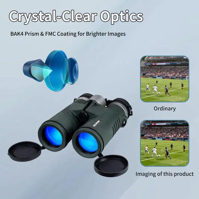 Alt view image 3 of 7 - 12x42 10x42 Optics Binoculars, IPX7 High Power Bino, BAK-4 Prism FMC Lens, Waterproof, Nitrogen-Filled Fogproof Binoculars for Bird Watching, Hunting, Travel (OD Green, 10x)