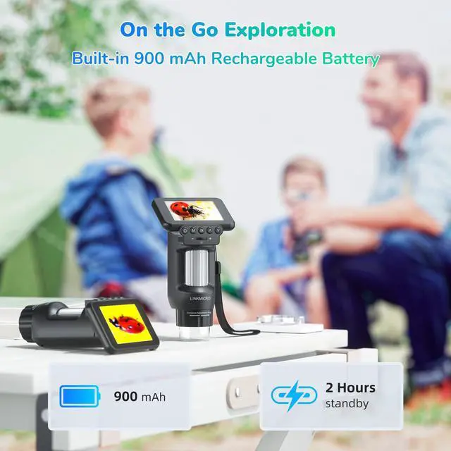 Alt view image 6 of 7 - LM013 Portable Digital Microscope with 2.8" LCD Screen, Handheld Microscope Kit for Kids 8-12, Pocket USB Coin Camera Magnifier for Adults with 8 LED Lights, Microscope Slides