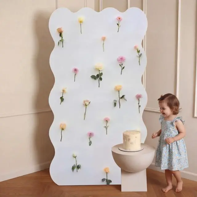Main image of 5ft Wildflower Cardboard Cutout Sets Wedding Decoration Scalloped Backdrop Standwith 24 Artificial Flowers DIY Back Drops Set Decor for Bridal Baby Shower Birthday Party