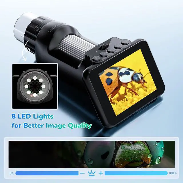 Alt view image 7 of 7 - LM013 Portable Digital Microscope with 2.8" LCD Screen, Handheld Microscope Kit for Kids 8-12, Pocket USB Coin Camera Magnifier for Adults with 8 LED Lights, Microscope Slides