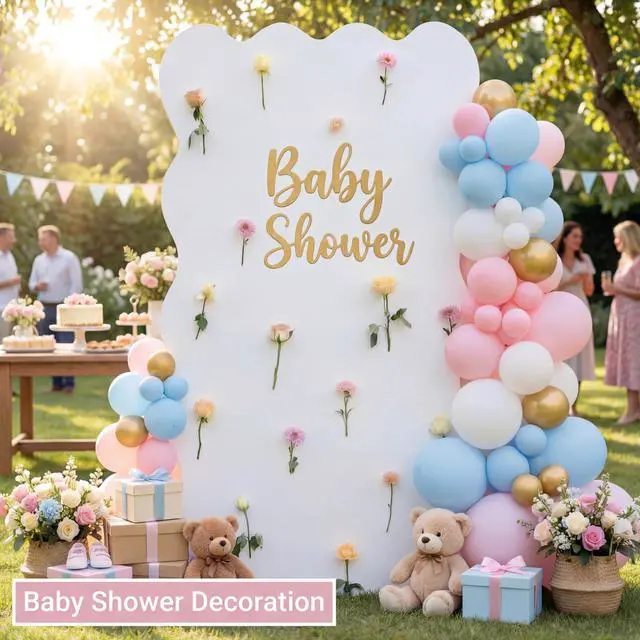Alt view image 3 of 7 - 5ft Wildflower Cardboard Cutout Sets Wedding Decoration Scalloped Backdrop Standwith 24 Artificial Flowers DIY Back Drops Set Decor for Bridal Baby Shower Birthday Party