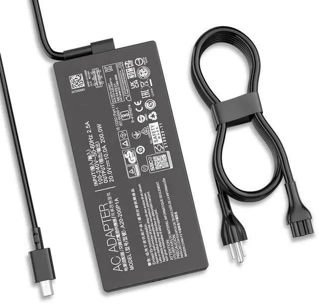 Main image of 200W 20V 10A Charger Compatible with ASUS Laptop ADP-200JB K AC Adapter | ROG Zephyrus G16 G14 2025 GU603 GU605 GA402 GA403 Flow Z13 GZ302 TUF A14 FA401 ProArt P16 PX13 Power Supply | Rectangle Conn