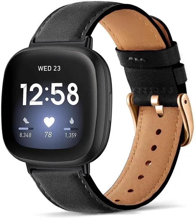 Main image of Leather Band Compatible with Fitbit Versa 3/Versa 4, Business Replacement Band for Fitbit Sense 2/Sense Men Women