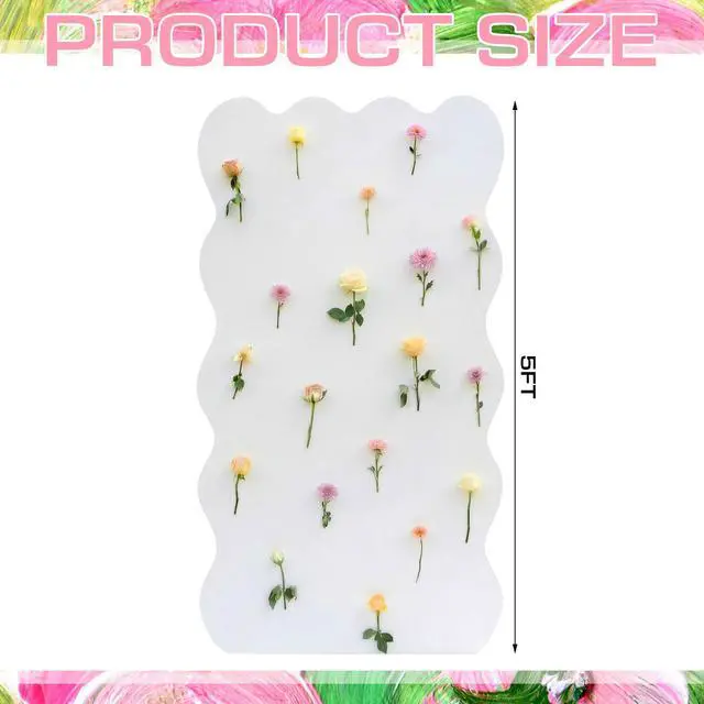 Alt view image 5 of 7 - 5ft Wildflower Cardboard Cutout Sets Wedding Decoration Scalloped Backdrop Standwith 24 Artificial Flowers DIY Back Drops Set Decor for Bridal Baby Shower Birthday Party