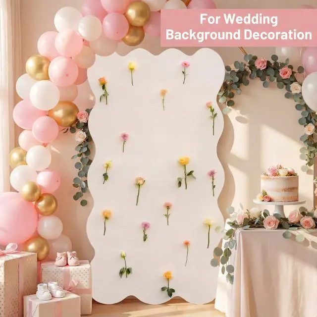 Alt view image 7 of 7 - 5ft Wildflower Cardboard Cutout Sets Wedding Decoration Scalloped Backdrop Standwith 24 Artificial Flowers DIY Back Drops Set Decor for Bridal Baby Shower Birthday Party