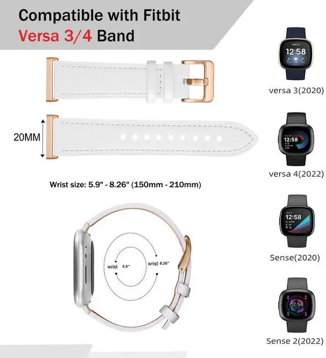 Alt view image 3 of 6 - Leather Band Compatible with Fitbit Versa 3/Versa 4, Business Replacement Band for Fitbit Sense 2/Sense Men Women