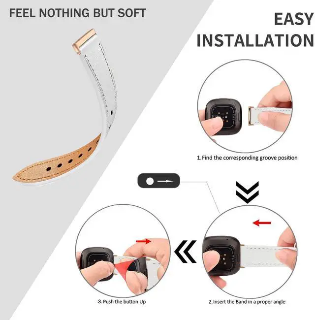 Alt view image 4 of 6 - Leather Band Compatible with Fitbit Versa 3/Versa 4, Business Replacement Band for Fitbit Sense 2/Sense Men Women