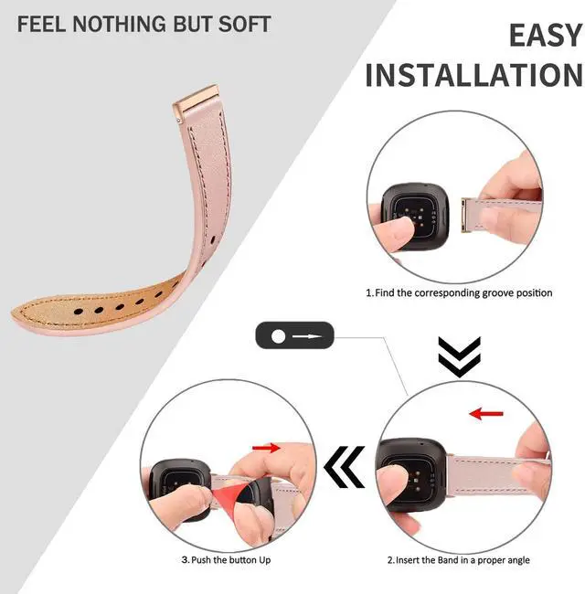 Alt view image 4 of 6 - Leather Band Compatible with Fitbit Versa 3/Versa 4, Business Replacement Band for Fitbit Sense 2/Sense Men Women