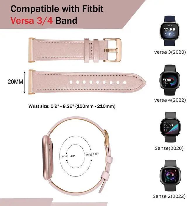 Alt view image 3 of 6 - Leather Band Compatible with Fitbit Versa 3/Versa 4, Business Replacement Band for Fitbit Sense 2/Sense Men Women