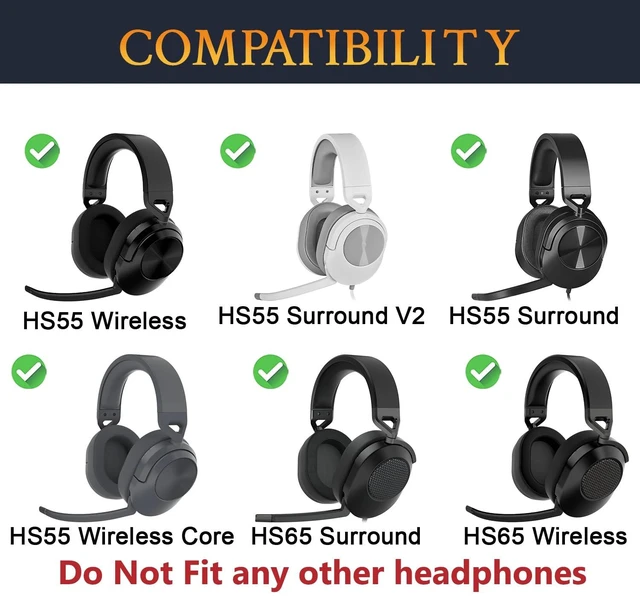 Alt view image 2 of 5 - Earpads for Corsair HS65/HS55 Surround Wired, HS55 Surround V2, HS 65/HS 55 Wireless Core Gaming Headset - PL Grey