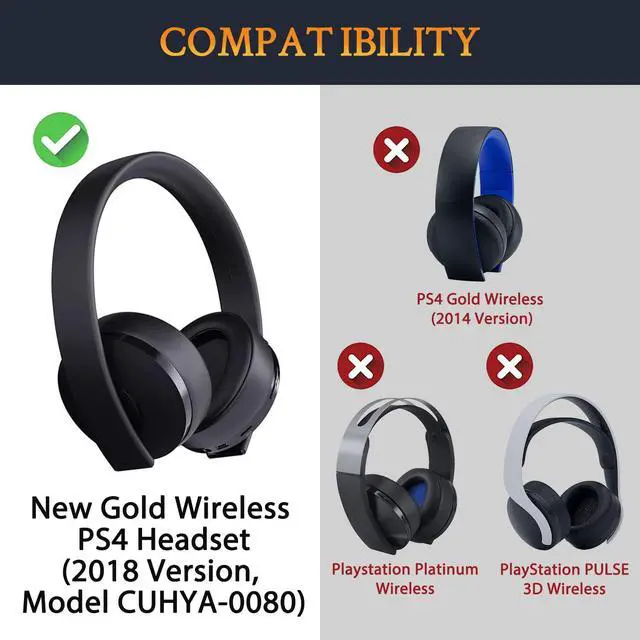 Alt view image 2 of 7 - Replacement Earpads for Sony New Gold Wireless PlayStation PS4 (2018 Version) Headset, Ear Pads Cushions with High-Density Foam - 0080 CG Black