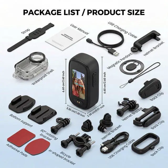 Alt view image 7 of 7 - Pro 4K Mini Body Camera with 1.47" Screen, WiFi Pocket Cameras with 16 Accessories,Wearable Thumb Action Camera Magnetic Mount One-Click Hands-Free Camera for TikTok/YouTube/Vlog/Motorcycle