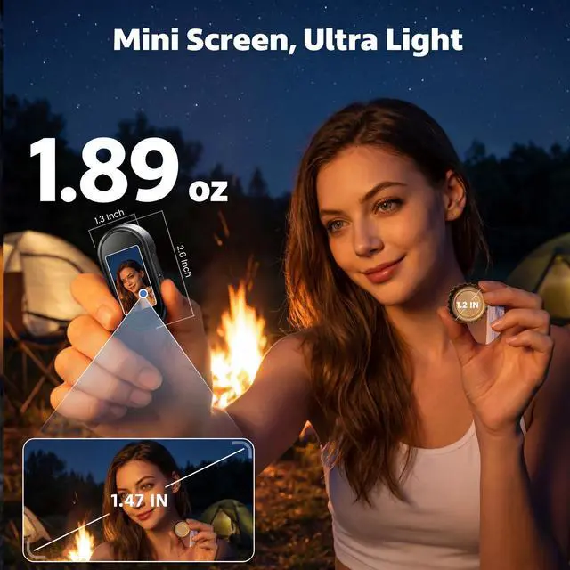 Alt view image 2 of 7 - Pro 4K Mini Body Camera with 1.47" Screen, WiFi Pocket Cameras with 16 Accessories,Wearable Thumb Action Camera Magnetic Mount One-Click Hands-Free Camera for TikTok/YouTube/Vlog/Motorcycle