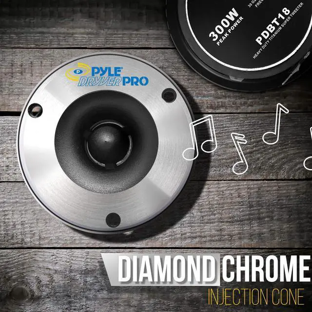 Alt view image 3 of 7 - 3.75'' Titanium Horn Tweeter (Pair) - Aluminum Bullet Diamond Chrome Cutting Finish w/ 300 Watt Peak 20 oz Magnet Structure 2kHz - 25kHz Frequency Response 4 Ohm & 1" Kapton Voice Coil PDBT18