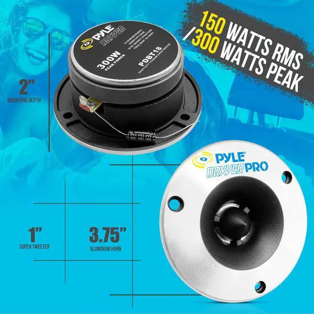 Alt view image 2 of 7 - 3.75'' Titanium Horn Tweeter (Pair) - Aluminum Bullet Diamond Chrome Cutting Finish w/ 300 Watt Peak 20 oz Magnet Structure 2kHz - 25kHz Frequency Response 4 Ohm & 1" Kapton Voice Coil PDBT18