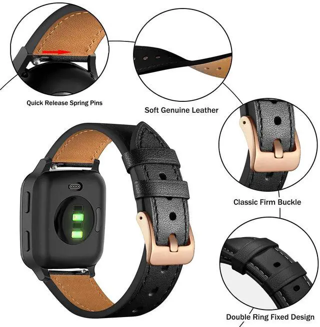 Alt view image 2 of 6 - Band for Garmin Venu 2 Plus, 20mm Leather Business Band for Garmin Vivoactive 3/5/6/Garmin Venu Sq/Music/Venu Sq 2/Garmin Venu/Vivomove HR/Forerunner 55 245 645