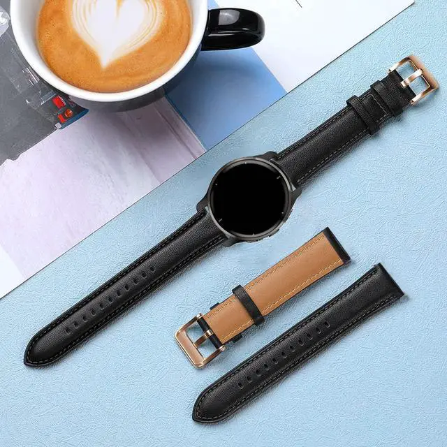 Alt view image 5 of 6 - Band for Garmin Venu 2 Plus, 20mm Leather Business Band for Garmin Vivoactive 3/5/6/Garmin Venu Sq/Music/Venu Sq 2/Garmin Venu/Vivomove HR/Forerunner 55 245 645