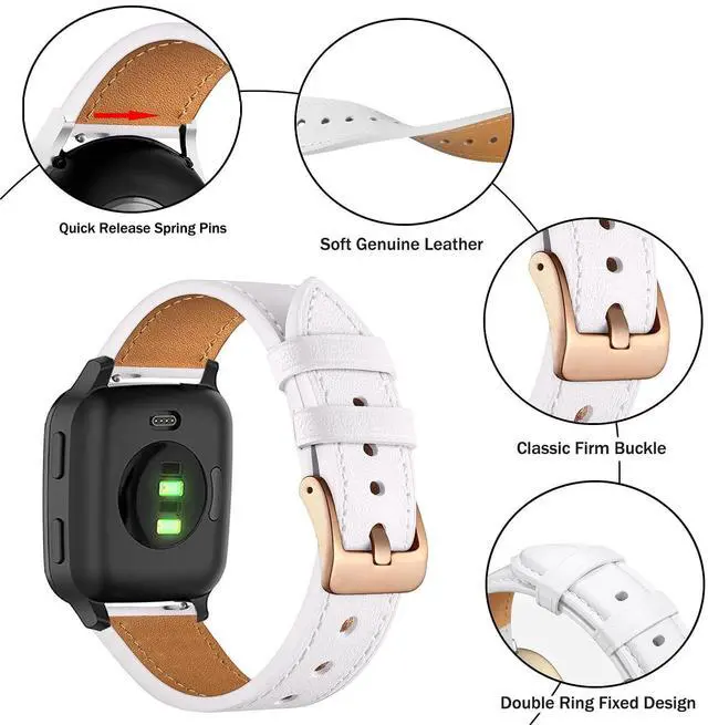 Alt view image 2 of 6 - Band for Garmin Venu 2 Plus, 20mm Leather Business Band for Garmin Vivoactive 3/5/6/Garmin Venu Sq/Music/Venu Sq 2/Garmin Venu/Vivomove HR/Forerunner 55 245 645