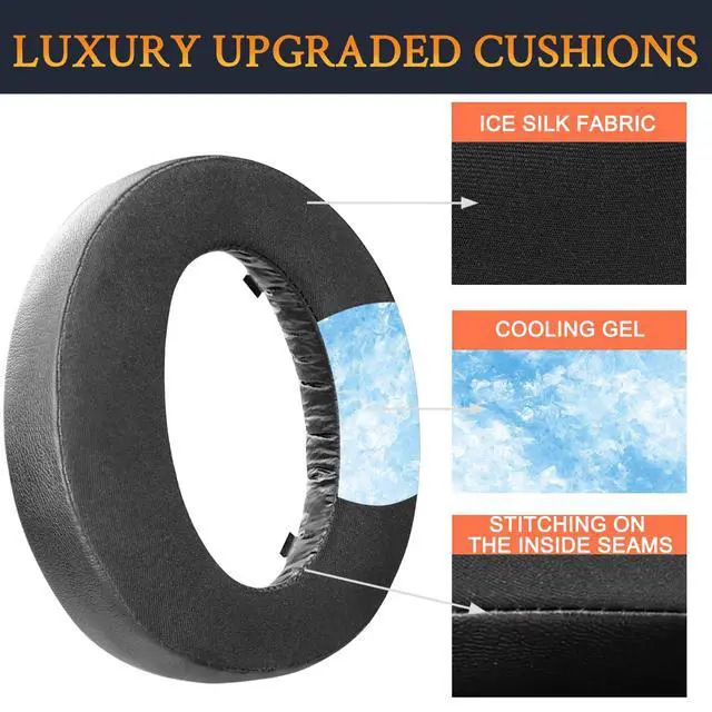 Alt view image 4 of 7 - Replacement Earpads for Sony New Gold Wireless PlayStation PS4 (2018 Version) Headset, Ear Pads Cushions with High-Density Foam - 0080 CG Black