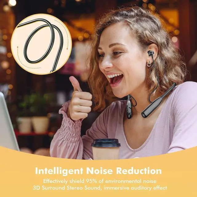 Alt view image 5 of 7 - Bluetooth 5.3 Neckband Earbuds with Microphone, Wireless Stereo Neckband Headphones, 30 Hrs Play Music, IPX6 Waterproof Neck Earphones in Ear Headset for Sport/Workout/Outdoor