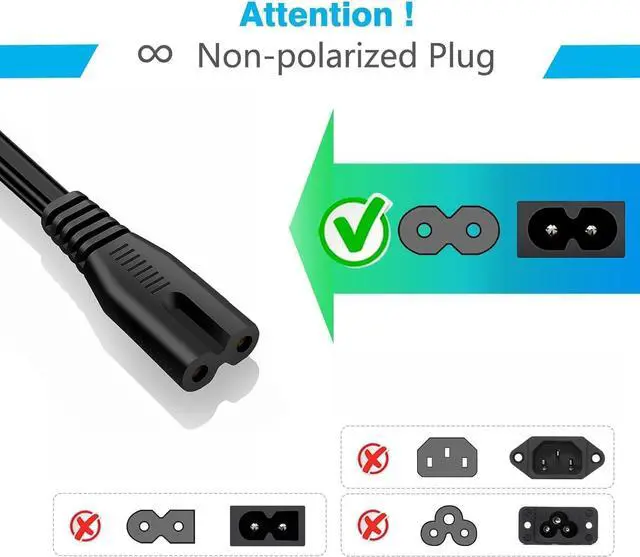 Alt view image 3 of 6 - 10FT Long Canon Printer Power Cord Cable for Canon PIXMA MG/MP/MX/IP Series Printers, 2 Prong Power Cable for HP, Lexmark, Dell, Brother, Epson Many Different Other Model Replacement Cable