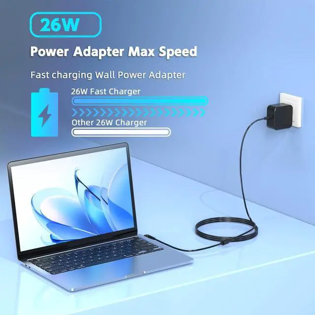 Alt view image 7 of 7 - 26W Charger Compatible with Samsung Chromebook 3 2 303C Series, 12V 2.2A Laptop Power Supply Adapter with 6ft Cable, 2.5x0.7mm Round Tip