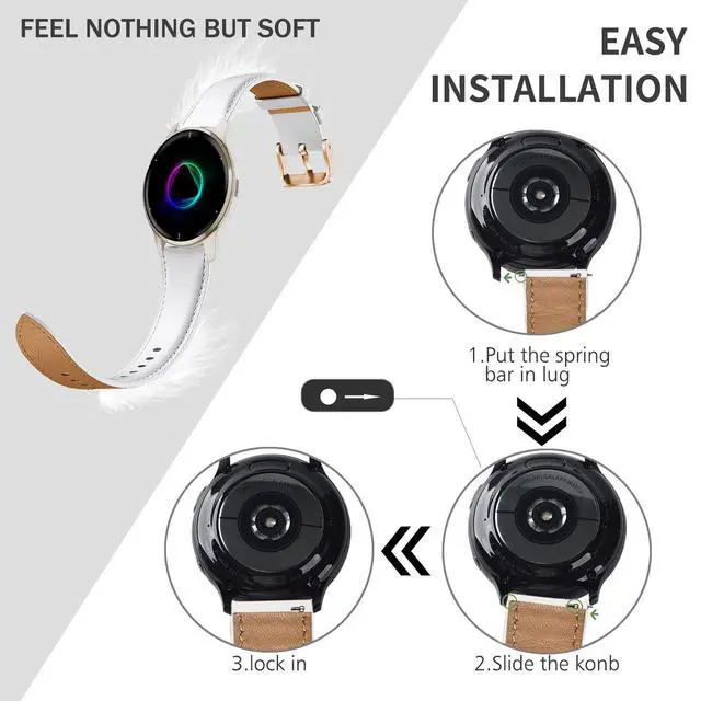 Alt view image 4 of 6 - Band for Garmin Venu 2 Plus, 20mm Leather Business Band for Garmin Vivoactive 3/5/6/Garmin Venu Sq/Music/Venu Sq 2/Garmin Venu/Vivomove HR/Forerunner 55 245 645