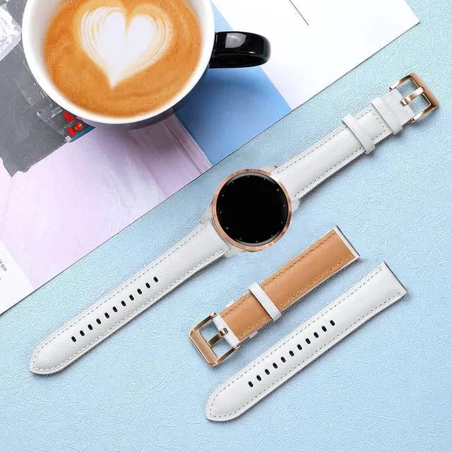 Alt view image 5 of 6 - Band for Garmin Venu 2 Plus, 20mm Leather Business Band for Garmin Vivoactive 3/5/6/Garmin Venu Sq/Music/Venu Sq 2/Garmin Venu/Vivomove HR/Forerunner 55 245 645