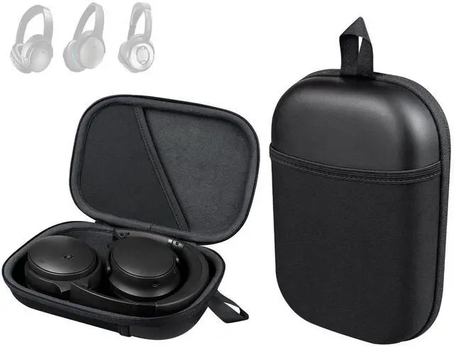 Main image of Headphone Carry Case for Bose QC35/QC45/QC Ultra/QC25/QC SE/Quiet Comfort, Hard EVA Replacement Case, Travel Storage Bag with Carabiner - Black