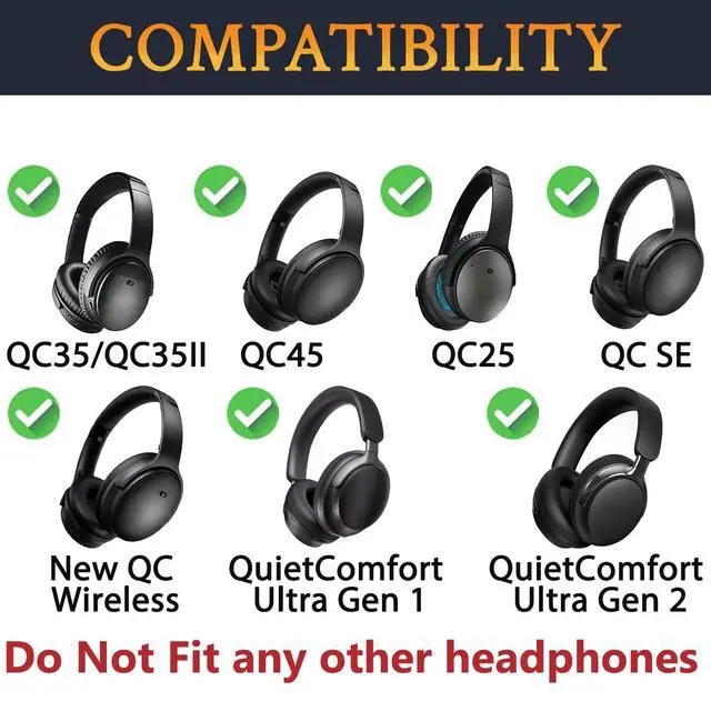 Alt view image 2 of 7 - Headphone Carry Case for Bose QC35/QC45/QC Ultra/QC25/QC SE/Quiet Comfort, Hard EVA Replacement Case, Travel Storage Bag with Carabiner - Black