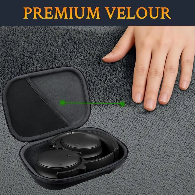 Alt view image 4 of 7 - Headphone Carry Case for Bose QC35/QC45/QC Ultra/QC25/QC SE/Quiet Comfort, Hard EVA Replacement Case, Travel Storage Bag with Carabiner - Black