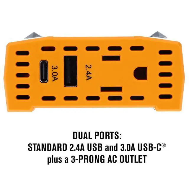Alt view image 3 of 5 - PWD120 120 Watt Power Inverter Slim 12v DC to 110v AC with Outlet and 2 USB Ports