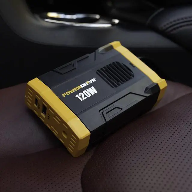 Alt view image 4 of 5 - PWD120 120 Watt Power Inverter Slim 12v DC to 110v AC with Outlet and 2 USB Ports