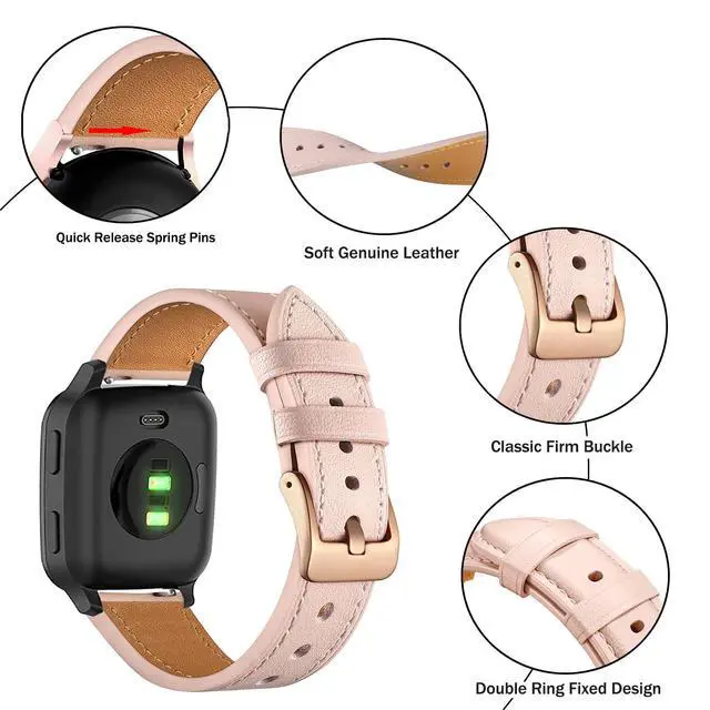 Alt view image 2 of 6 - Band for Garmin Venu 2 Plus, 20mm Leather Business Band for Garmin Vivoactive 3/5/6/Garmin Venu Sq/Music/Venu Sq 2/Garmin Venu/Vivomove HR/Forerunner 55 245 645