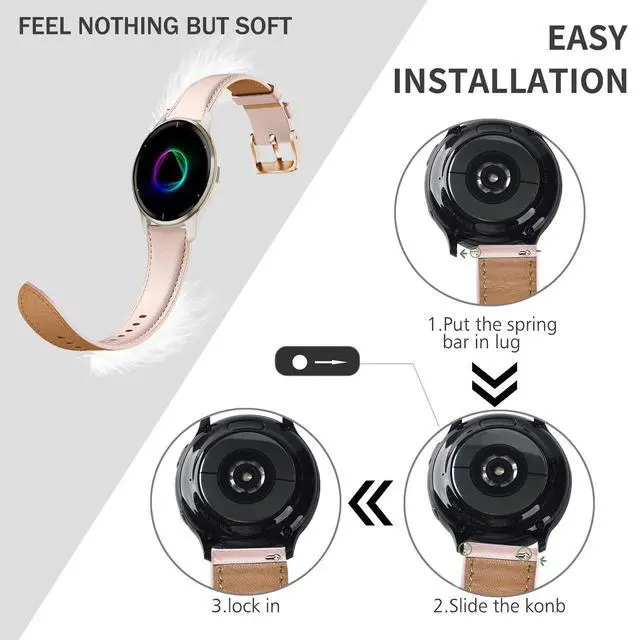 Alt view image 4 of 6 - Band for Garmin Venu 2 Plus, 20mm Leather Business Band for Garmin Vivoactive 3/5/6/Garmin Venu Sq/Music/Venu Sq 2/Garmin Venu/Vivomove HR/Forerunner 55 245 645