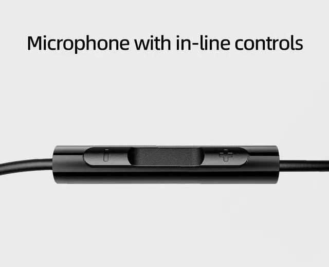 Alt view image 6 of 6 - FF1 3.5mm HiFi Music Wired Bass Earbud 14.2mm Dynamic HD Microphone Earphone for Gaming Meeting Video (Black)