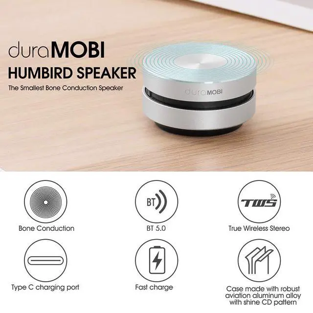 Alt view image 5 of 7 - Wirelessly BT Mini Speaker Bone Conduction Wireless, Stereo Bass Sound Creative Portable Speaker Mini Size Music Player Built-in Mic Sound Box for Home,Outdoor,Travel