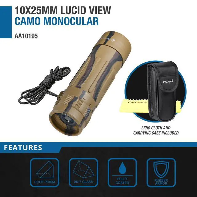 Alt view image 3 of 7 - 10x25 Lucid View Monocular Compact Lightweight 10x Magnification with Fully Coated Optics, BK7 Roof Prism, Slip-Resistant Rubber Armor, Ideal for Travel, Hiking, Bird Watching