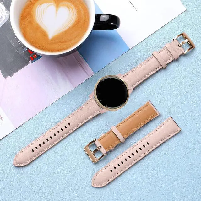 Alt view image 5 of 6 - Band for Garmin Venu 2 Plus, 20mm Leather Business Band for Garmin Vivoactive 3/5/6/Garmin Venu Sq/Music/Venu Sq 2/Garmin Venu/Vivomove HR/Forerunner 55 245 645