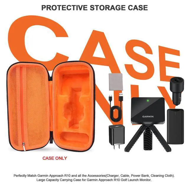 Alt view image 2 of 6 - Carrying Case for Garmin Approach r10 Golf Launch Monitor, Custom-Insert Storage Holder with Mesh Pocket for USB Cable, Charging Adapter