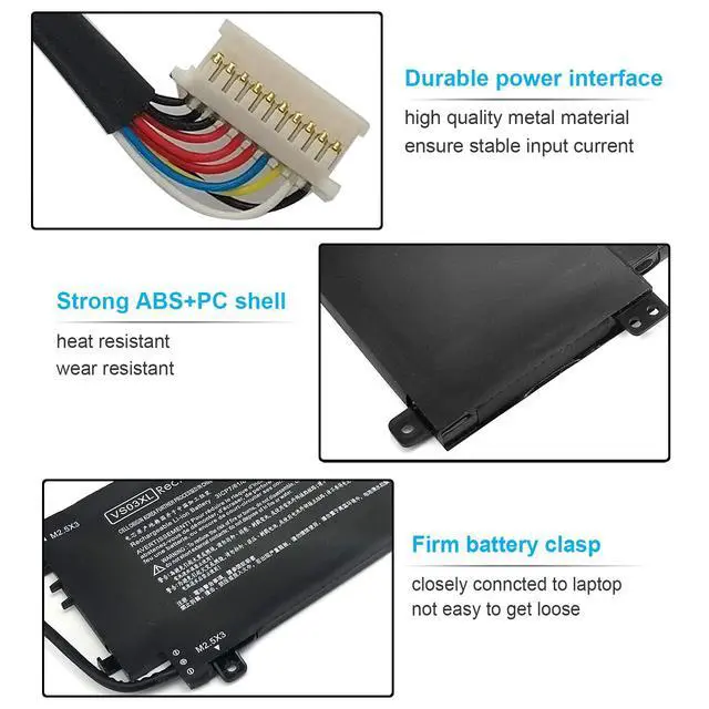 Alt view image 3 of 7 - 52Wh VS03XL 849313-856 Battery Replacement for HP Envy 15t-as100 15t-as000 15-as000 15-as100 15-as133cl 15-as043cl 15-as020nr 15-as031nr 15-as027cl 15-as182cl 849047-541 849313-850 HSTNN-UB6Y 11.55V