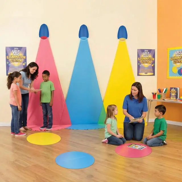 Alt view image 5 of 6 - VBS Decorations Illumination Kit 2026 Vacation Bible Scene Backdrop | 2026 Light up Themed Christian Religious Party, Stage Photo Booth Prop Background, Wall Decor