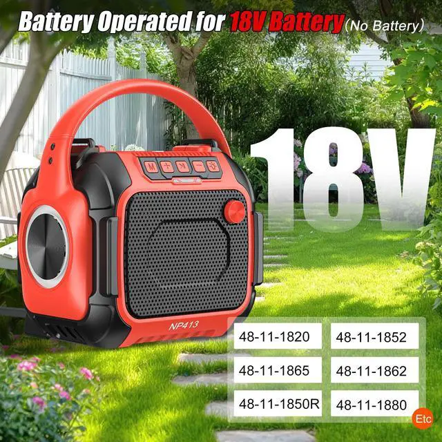 Alt view image 3 of 7 - Bluetooth Speaker Compatible for Milwaukee 18V with FM Radio (No Battery) | Bluetooth 5.3,Aux Port Supported,TF-Card Input,USB & Type-C Charging, Cordless Speaker for Home Outdoor Party Work