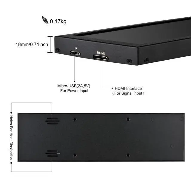 Alt view image 5 of 7 - 8.8 Inch Computer Secondary Screen CPU Temperature Monitor with Casing FHD IPS 1920x480 LCD Display for Computer Case Temperature Windows Aida64 CPU GPU Monitor