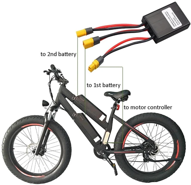 Alt view image 7 of 7 - Electric Bike Dual Battery Discharge Converter 40A 24-72VDC Dual Battery Pack Switch Balancer Double Battery Parallel Module with XT60 Plug for 750w 1000w Motor