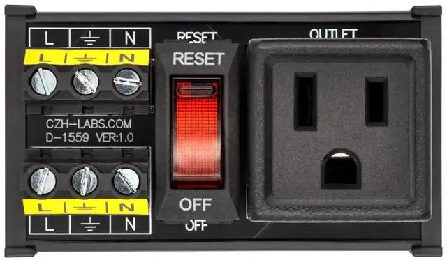 Main image of DIN Rail Mount AC 120V NEMA 5-15R Receptacle Outlet Power Strip Module, with Rocker Switch Thermal Circuit Breaker Overload Protector (1 Outlet)