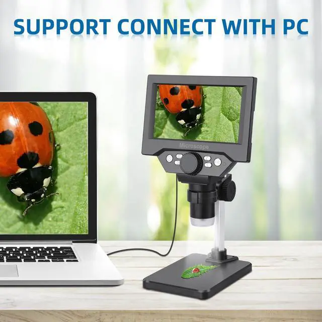 Alt view image 5 of 7 - 5.5 inch LCD Digital Microscope, 8MP 1-1000X Magnification, 8 LED Lights, Rechargeable Battery, Video Recording for Circuit Board Repair, PCB Inspection, Coin, and More