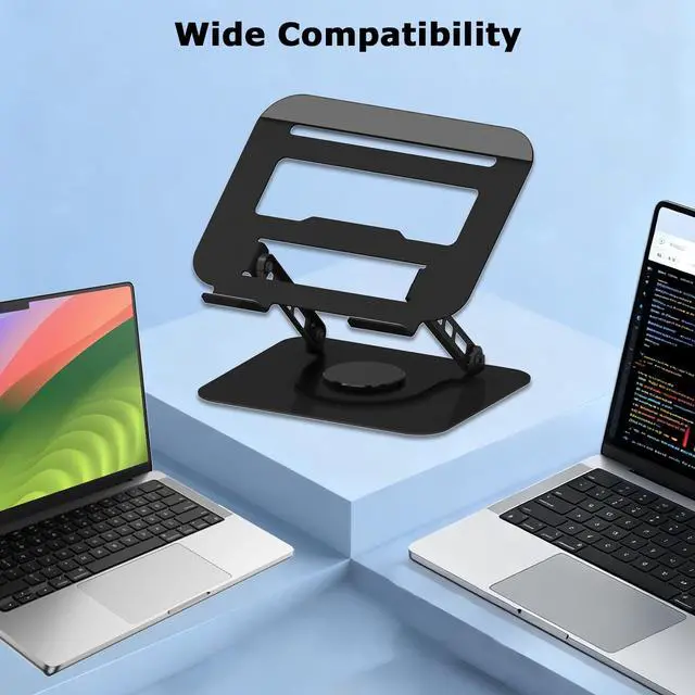 Alt view image 7 of 7 - Adjustable Laptop Stand 360°Rotation Computer Riser for Desk, Black | Fit for MacBook Pro/Air Notebook Up to 16 Inches, Adjustable & Foldable, Stability & Durability, Heat Dissipation Design
