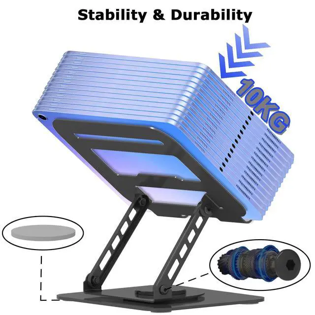 Alt view image 5 of 7 - Adjustable Laptop Stand 360°Rotation Computer Riser for Desk, Black | Fit for MacBook Pro/Air Notebook Up to 16 Inches, Adjustable & Foldable, Stability & Durability, Heat Dissipation Design