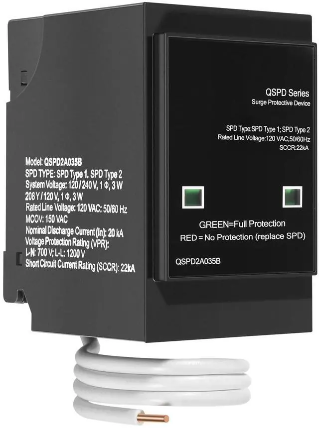 Main image of Replacement for Siemens QSPD2A035B, 35kA Indoor Surge Protective Device, Whole House Power Spike Protection, 120/240V 1-Phase 3-Wire, 2-Pole Plug-On with Mechanical Status Indicator